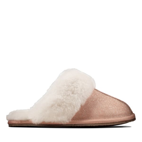 Clarks Womens Warm Glitz Slippers Pink | CA-8296543